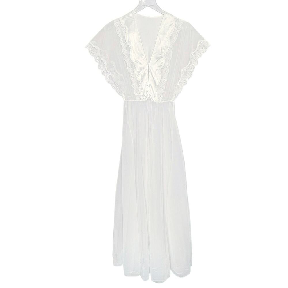 Vintage Val Mode Peignoir Robe Small Satin Bridal Coquette Chiffon Lace